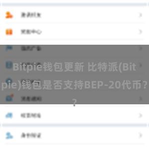 Bitpie钱包更新 比特派(Bitpie)钱包是否支持BEP-20代币？