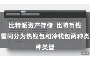 比特派资产存储  比特币钱包雷同分为热钱包和冷钱包两种类型